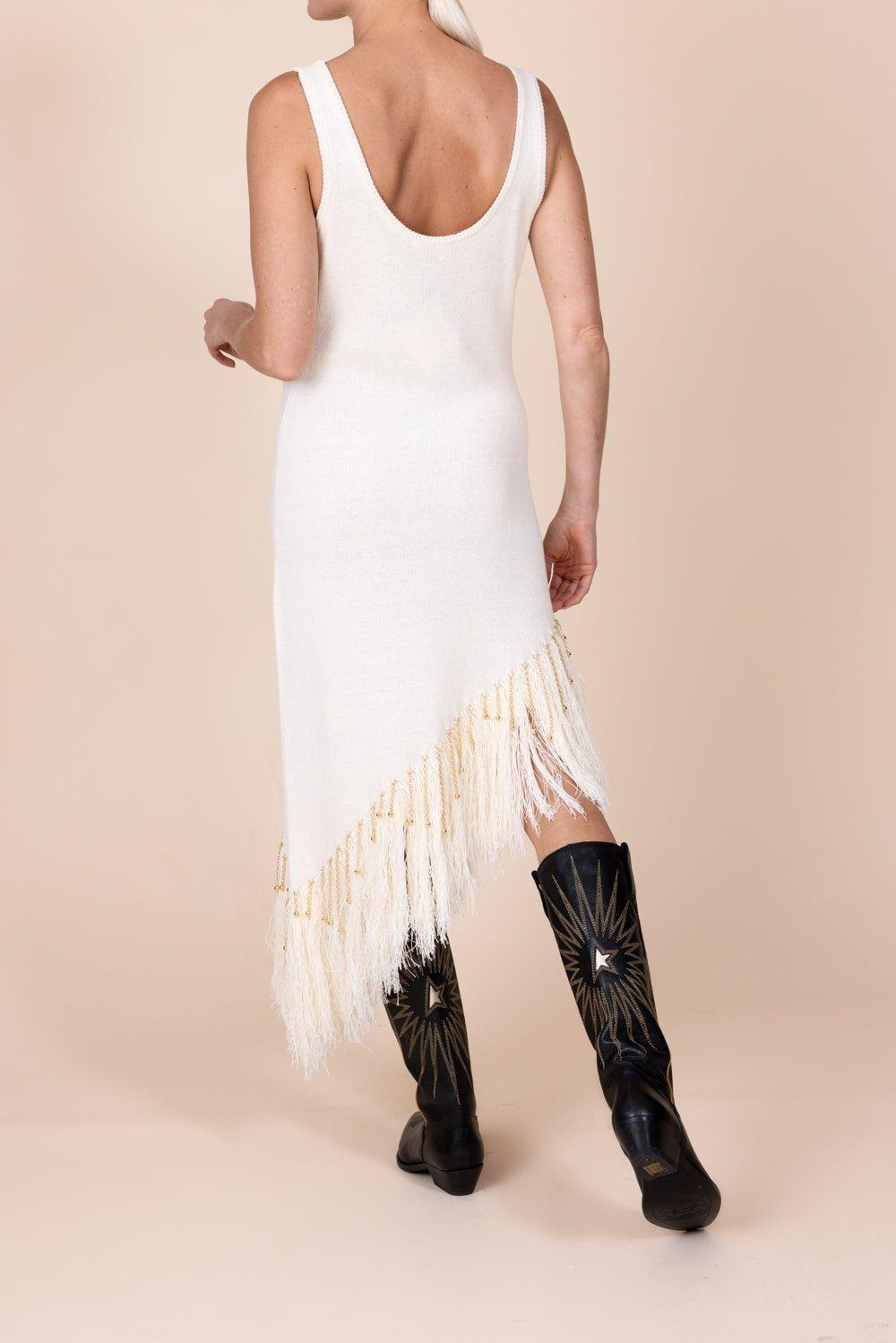 Beaded Feather Asym Dress - 4