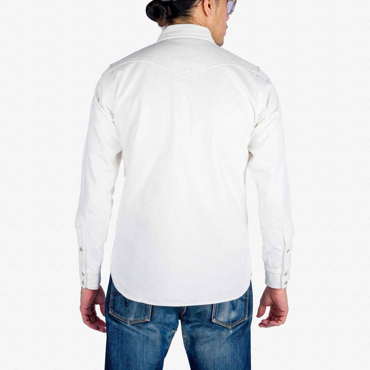 IHSH-384-WHT 13.5oz Denim Western Shirt - White - 4