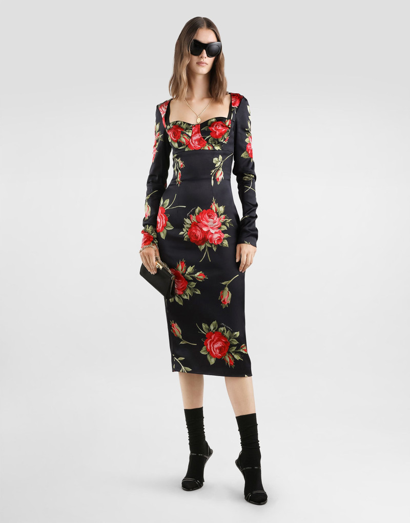 Dolce & Gabbana Rose bouquet-print sheath dress outlook