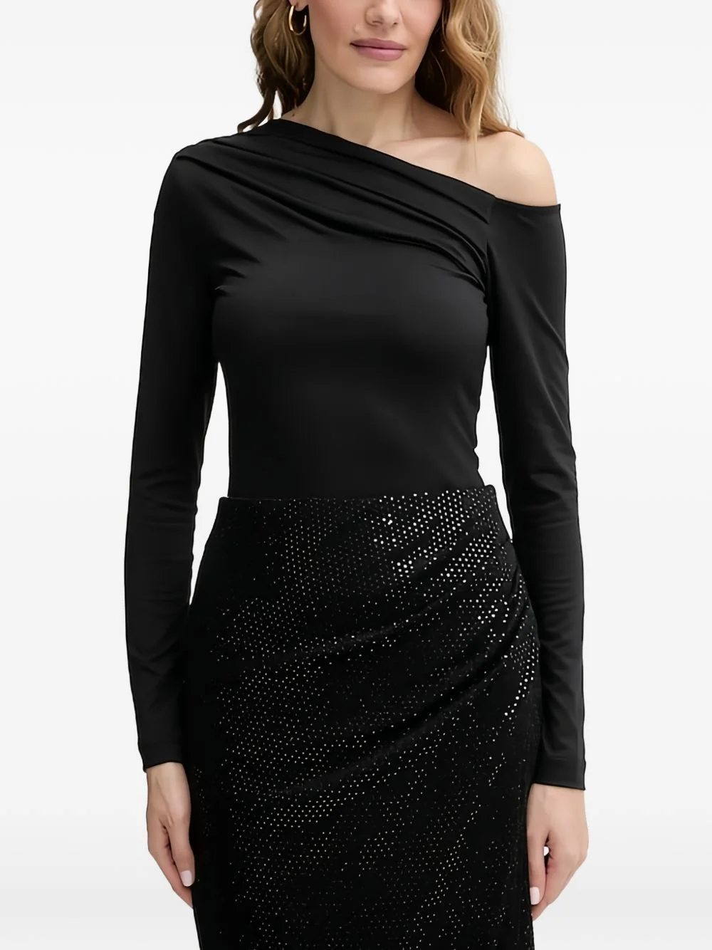 shoulder long-sleeved top - 1