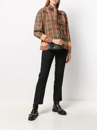 GUCCI pussy bow check print blouse outlook