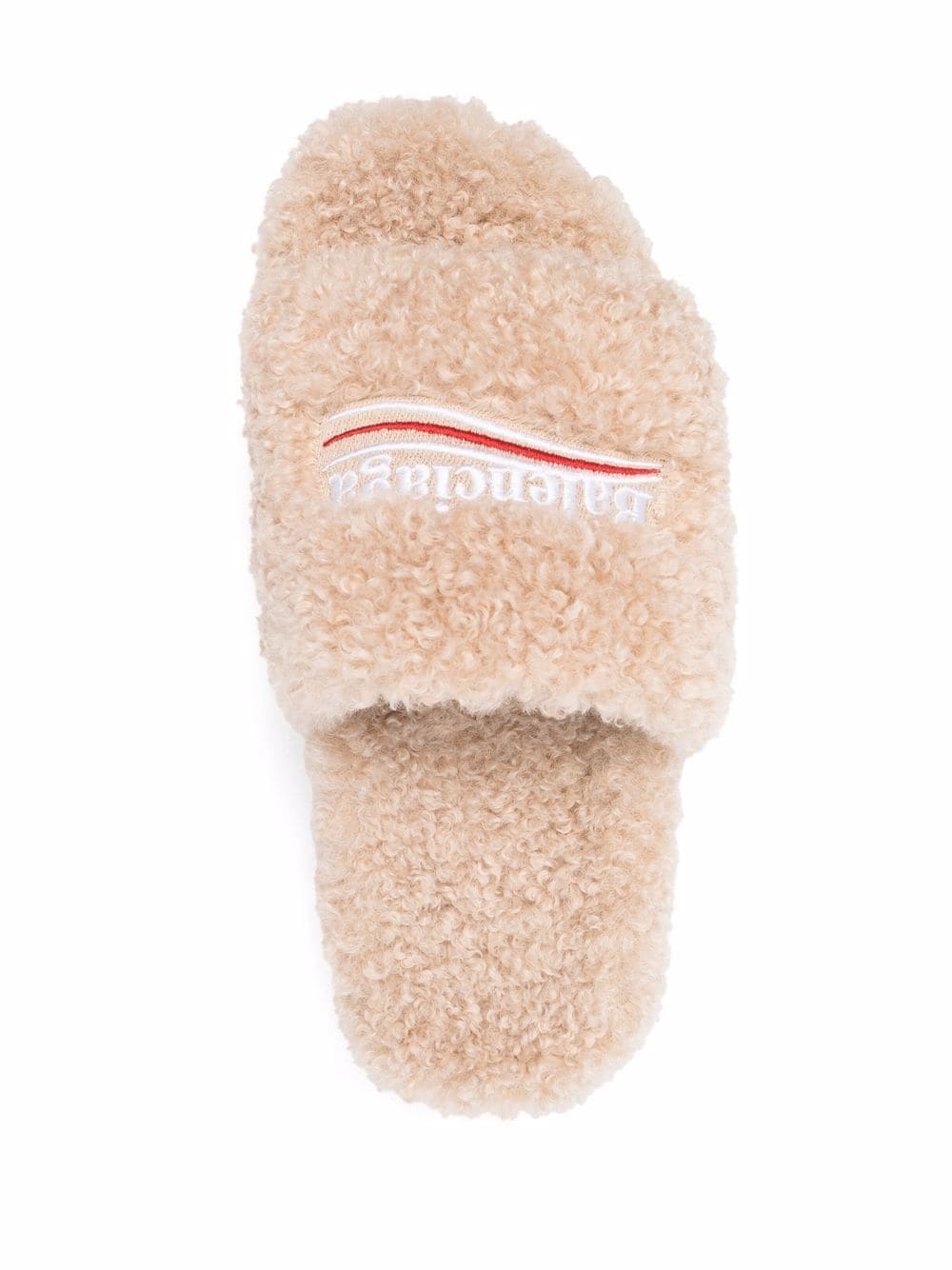 faux-shearling embroidered logo slides - 4
