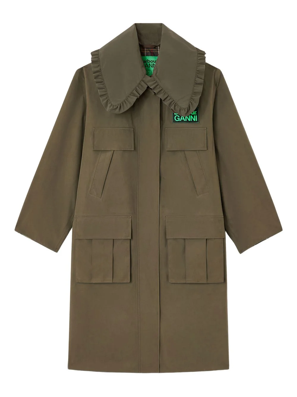 x Barbour ruffled-detail coat - 1