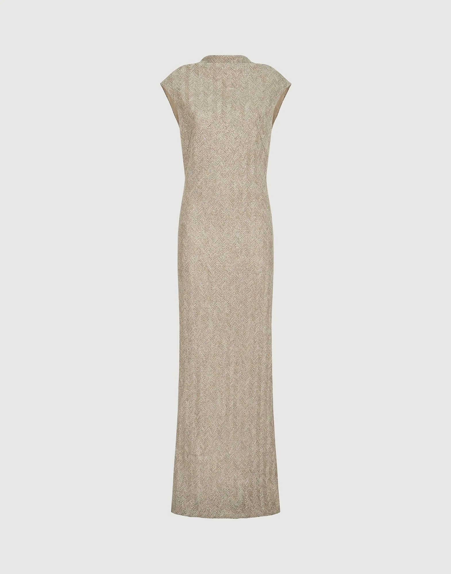 Dazzling chevron embroidery dress in sparkling mohair and wool - 1