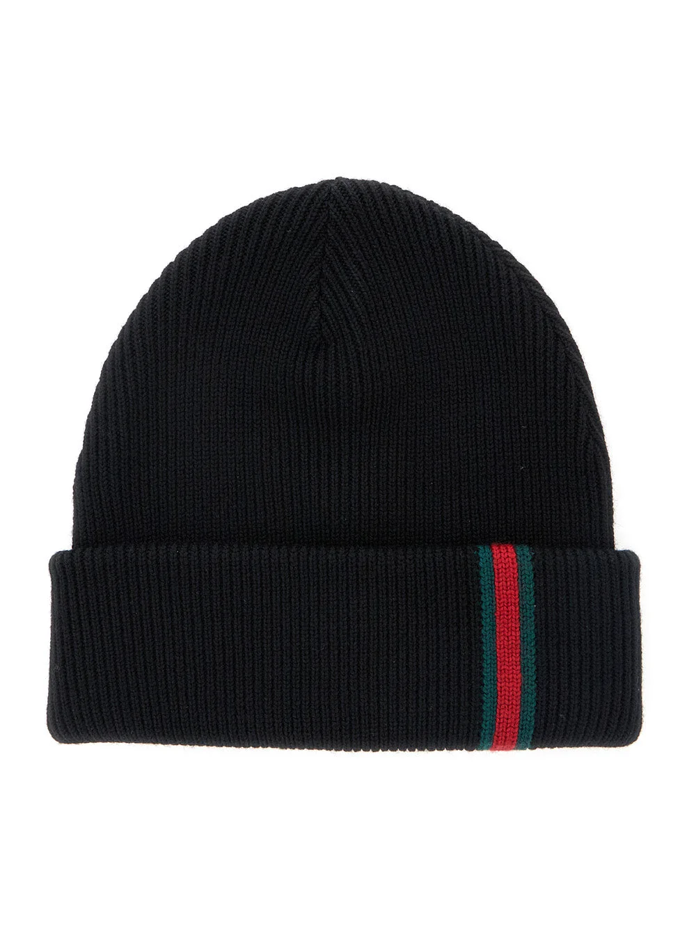 Gucci Men Hat With Ribbed Work And Web Detail On The Front In Black Wool For Men - 1