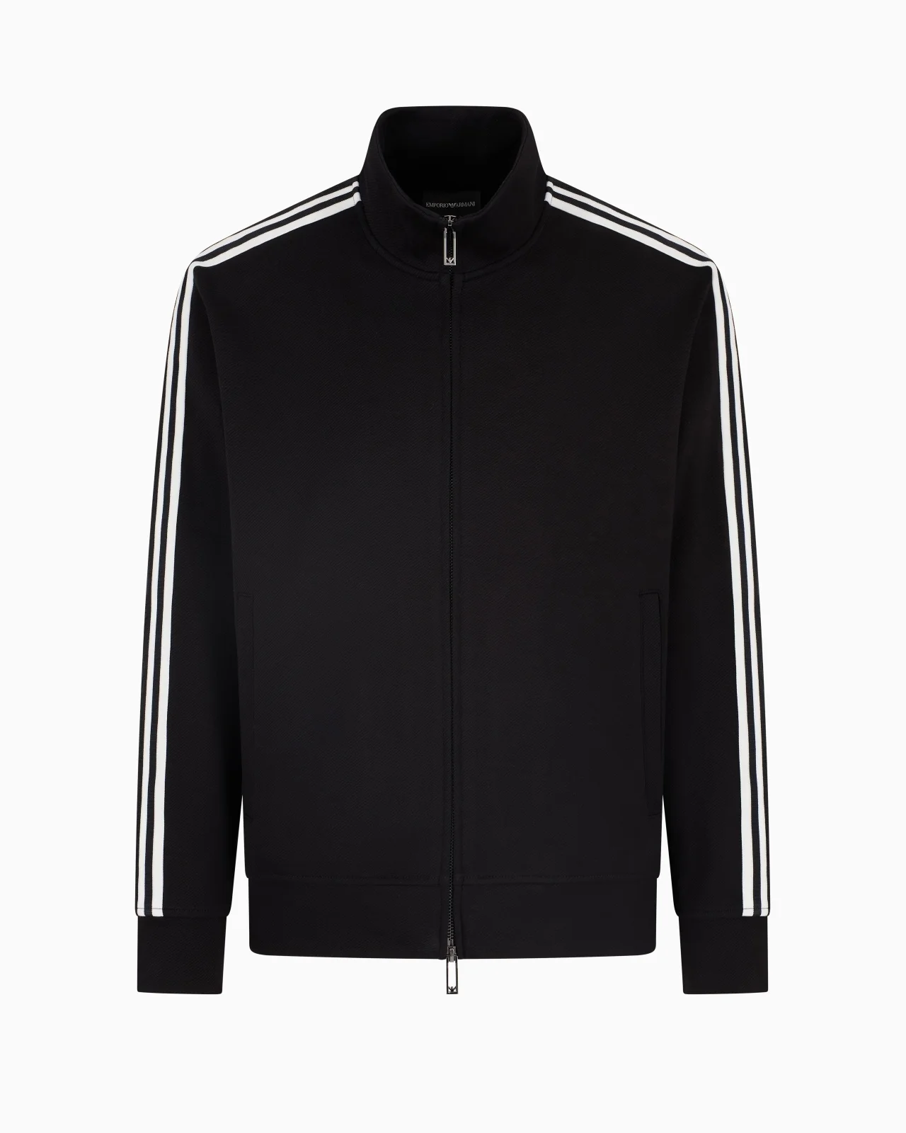 FULL-ZIP SWEATSHIRT IN JERSEY WITH LOGO BANDS - 1