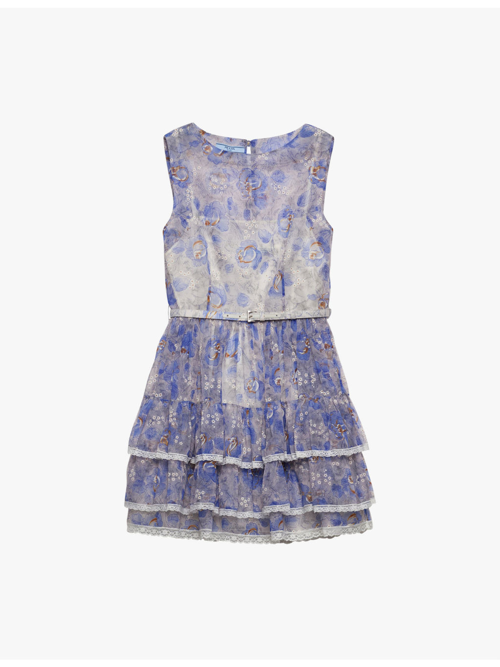 Floral-print ruffle-trim woven mini dress - 1