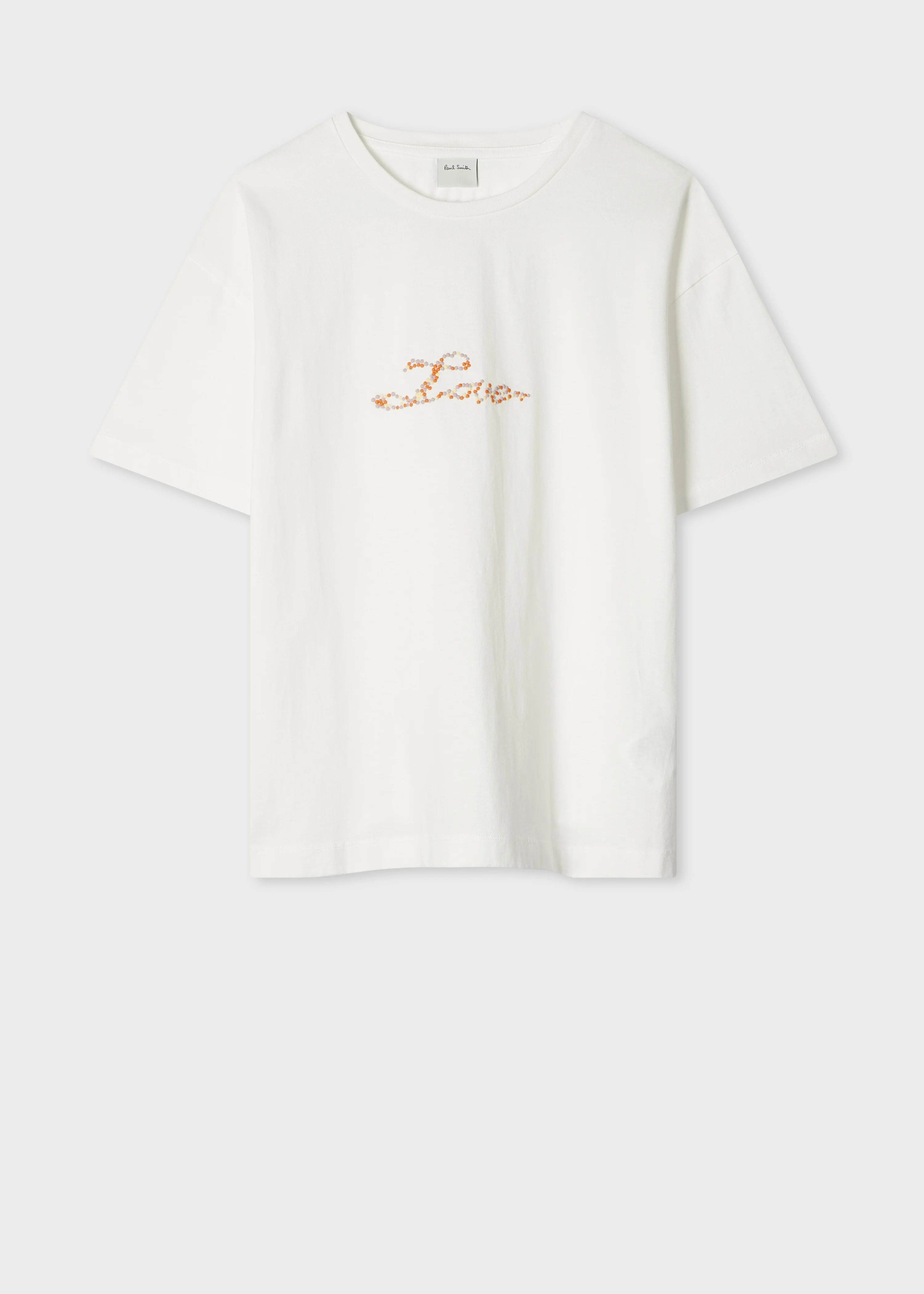 Women's Ecru 'Love' Embroidered T-Shirt - 1