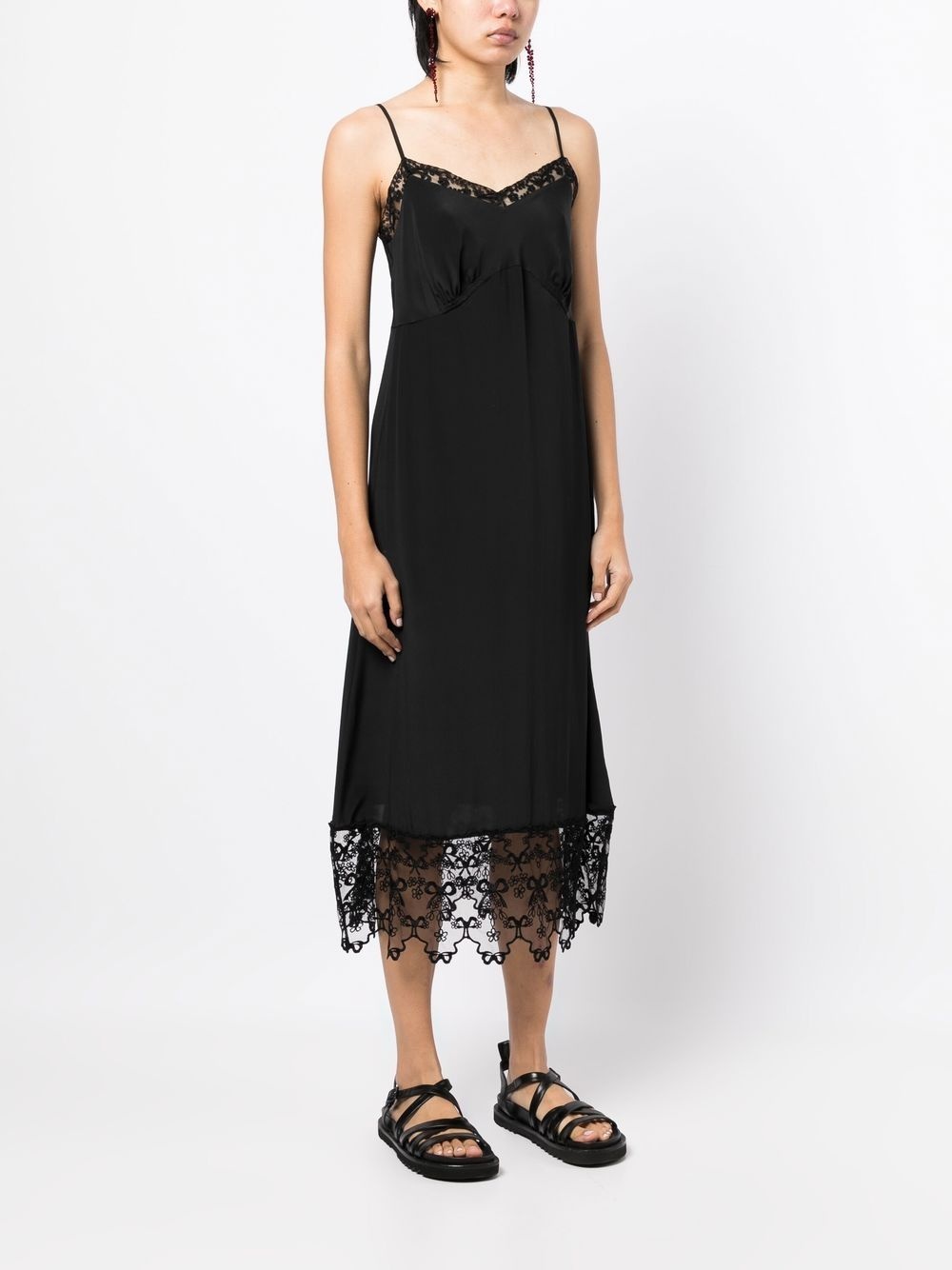 lace-trimmed midi dress - 3