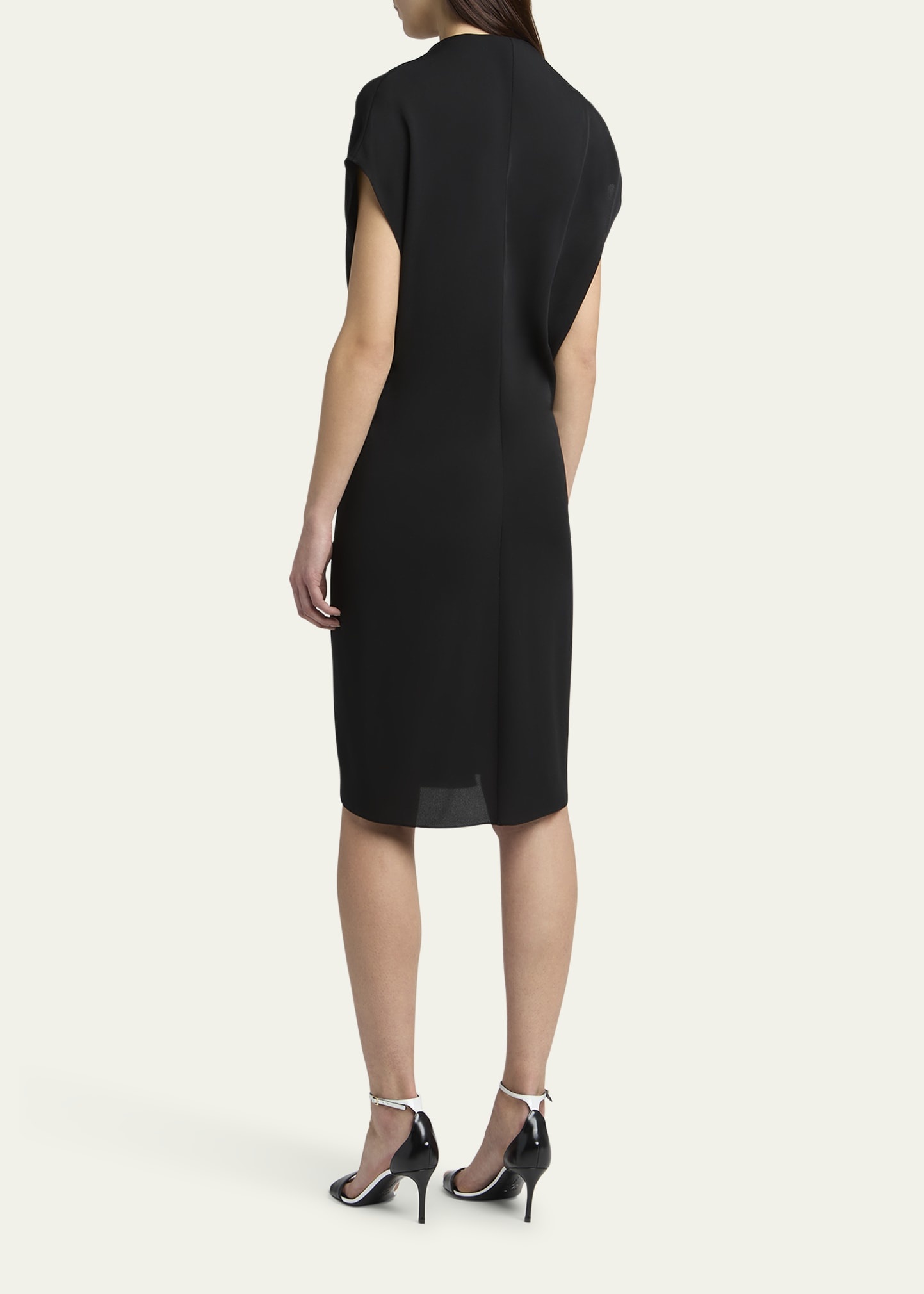 Gathered Leather Buckle Silk Dress - 3