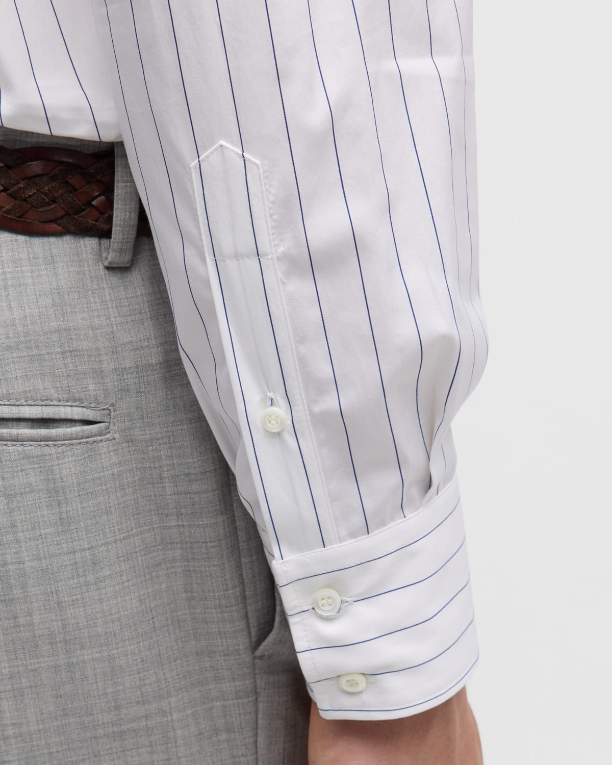Men's Wide Stripe Cotton Poplin Dress Shirt - 4