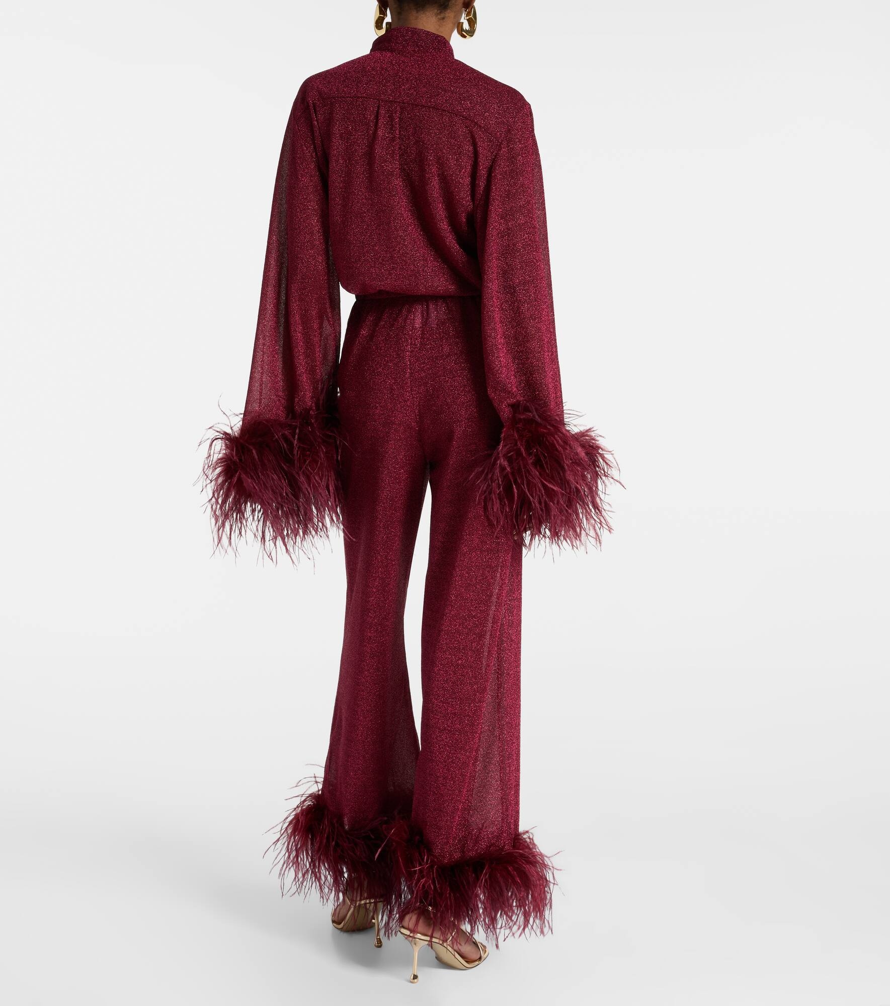 Lumière feather-trimmed wide-leg pants - 3