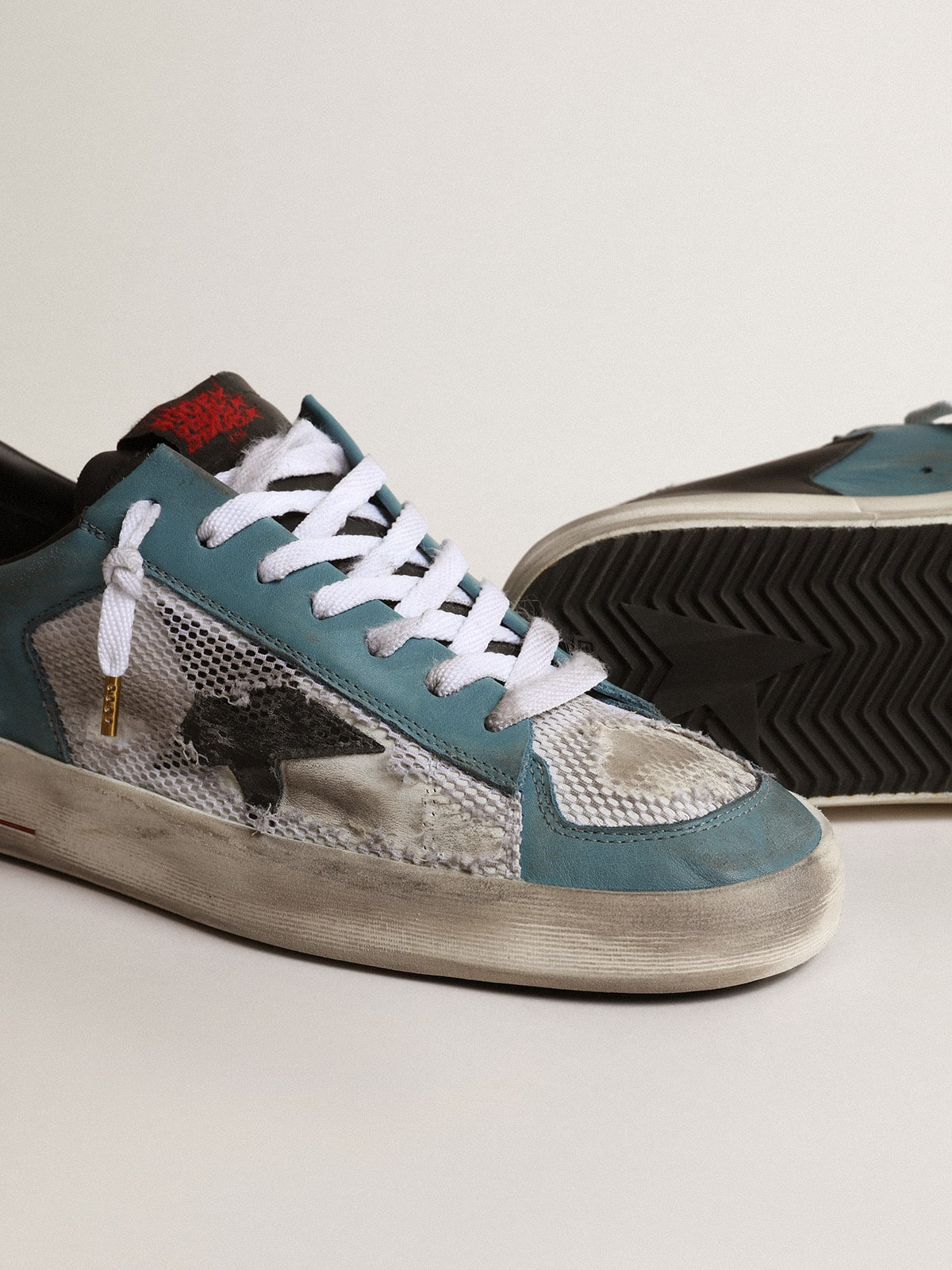 Men's Stardan in distressed mesh and petrol-colored upper - 4
