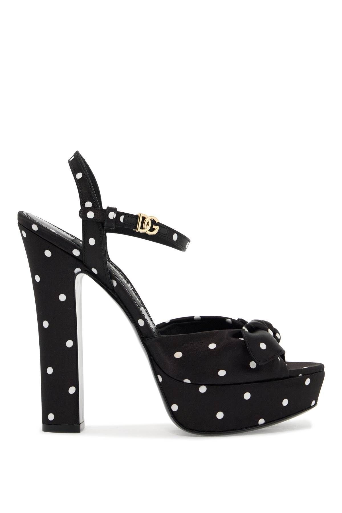 "KEIRA POLKA DOT SATIN PLATFORM SANDALS - 1