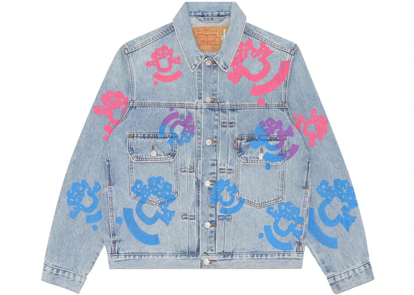 Denim Tears Bstroy Tears Type-2 Light Wash Denim Trucker Jacket Pink/Blue - 1