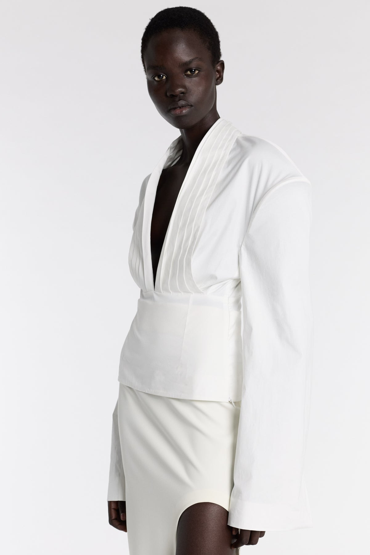 CUMMERBUND COLLAR TUXEDO TOP WHITE - 8