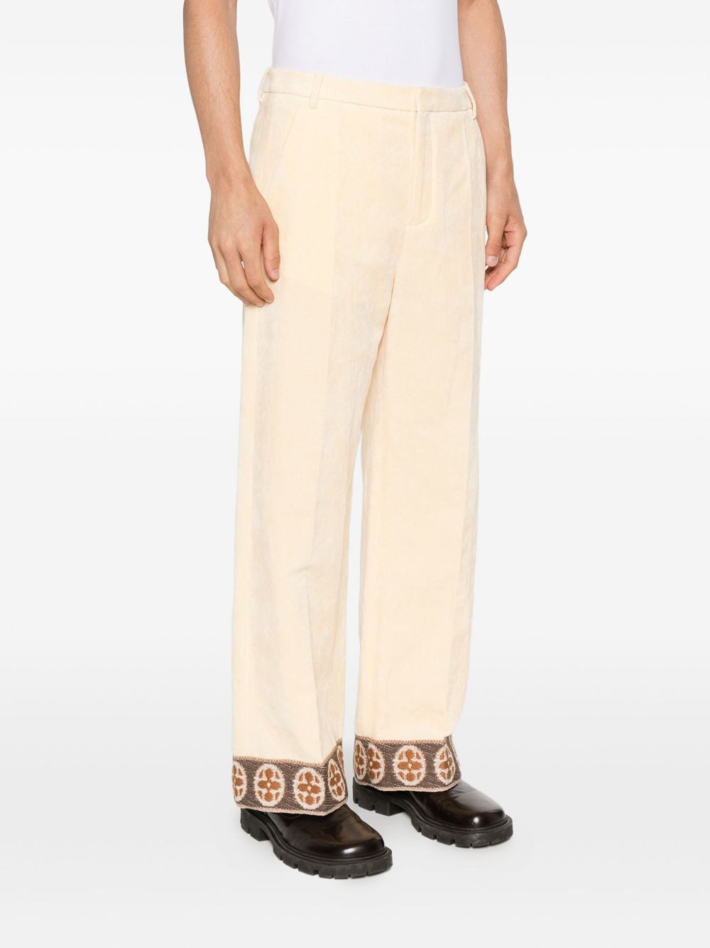 embroidered-cuff trousers - 3