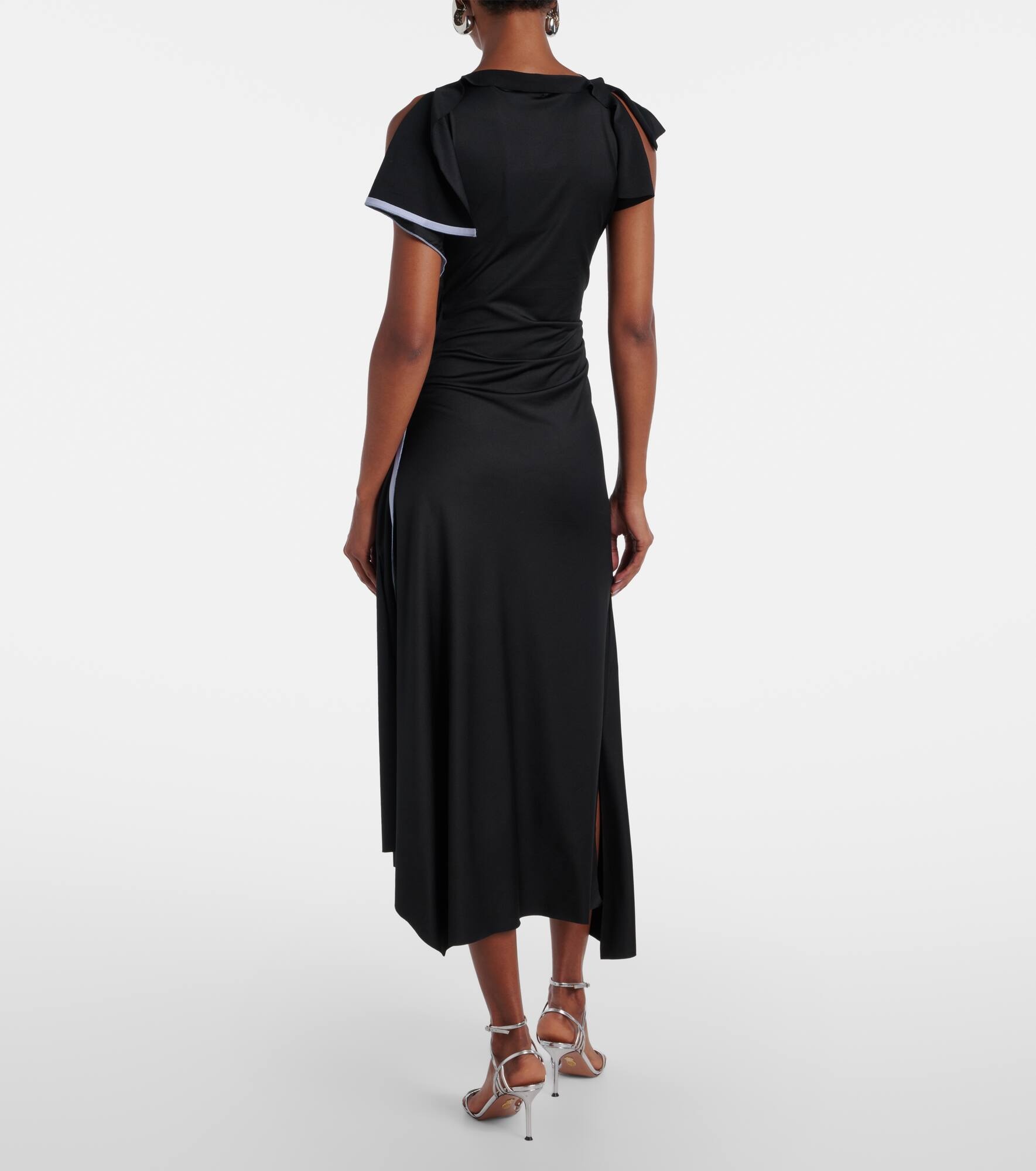 Draped asymmetric midi dress - 3