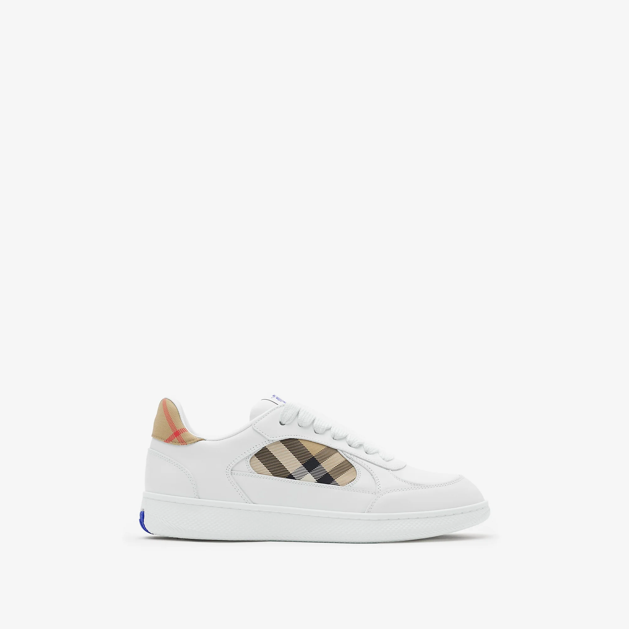 Leather and Check Terrace Sneakers - 1