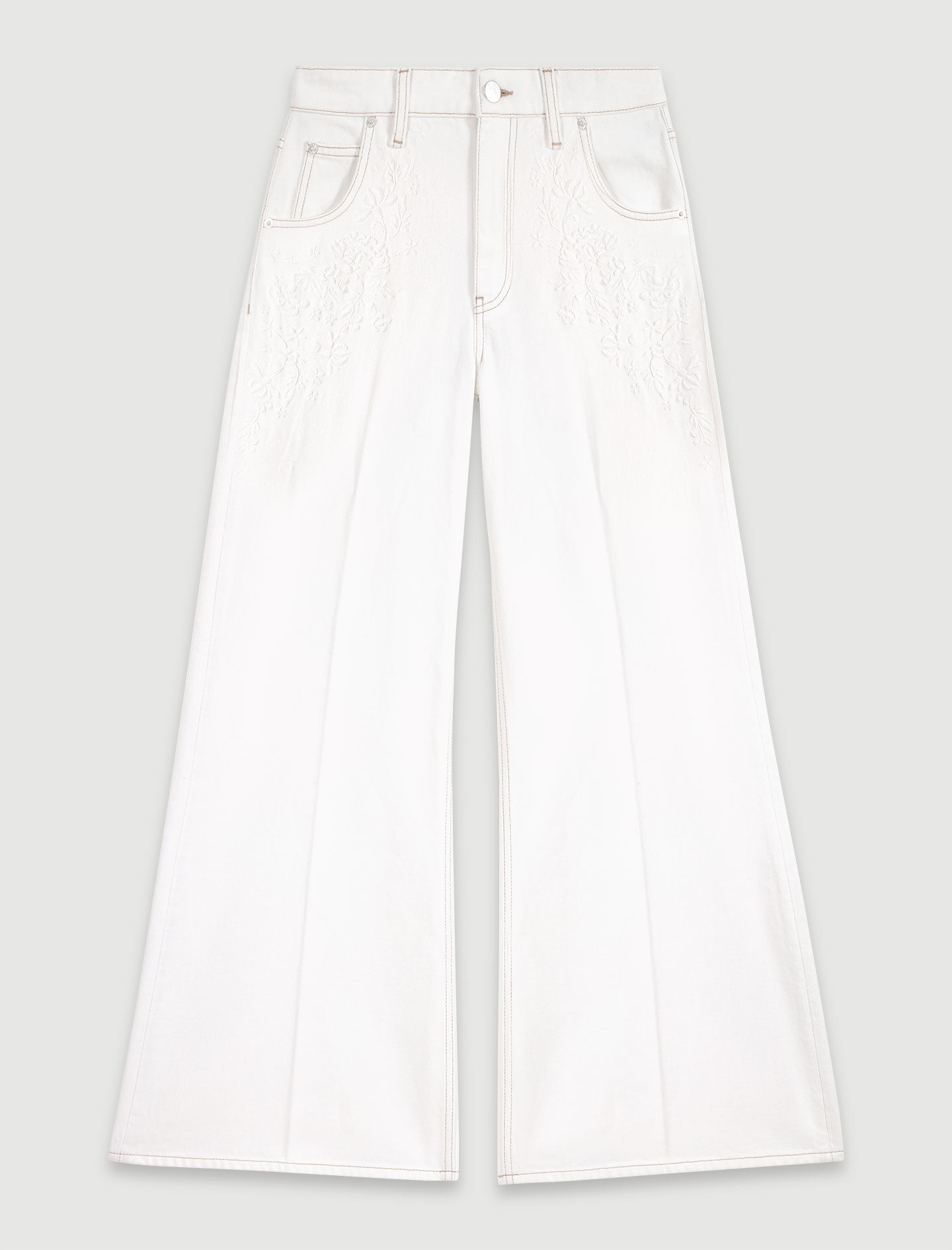 Embroidered high-waisted jeans - 1