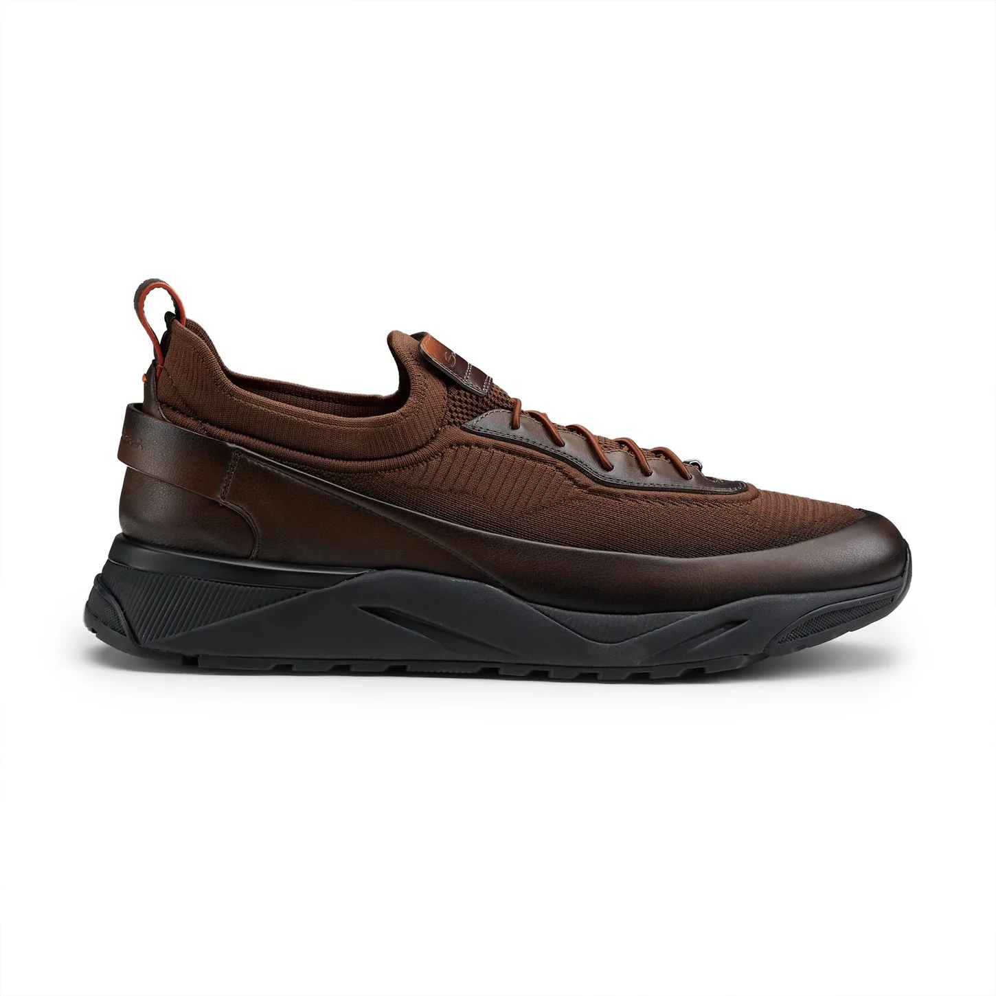Men's dark brown leather sneaker - 1
