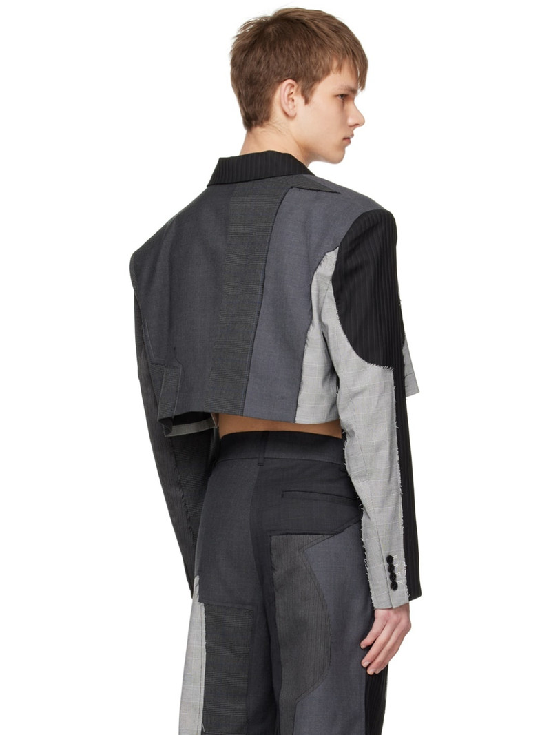 Gray Patchwork Blazer 3