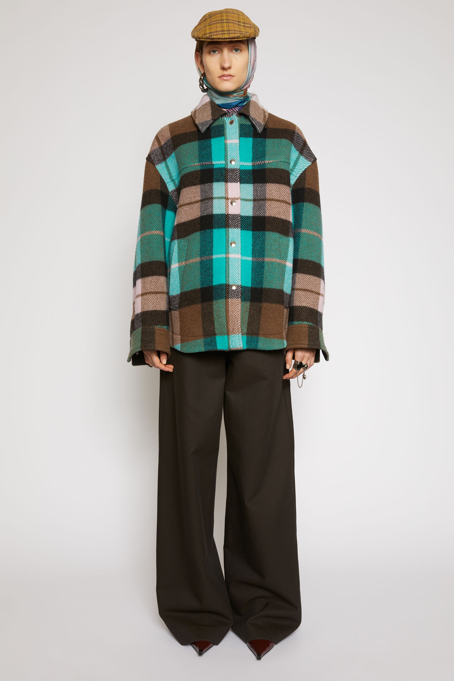 Checked overshirt turquoise/brown - 2