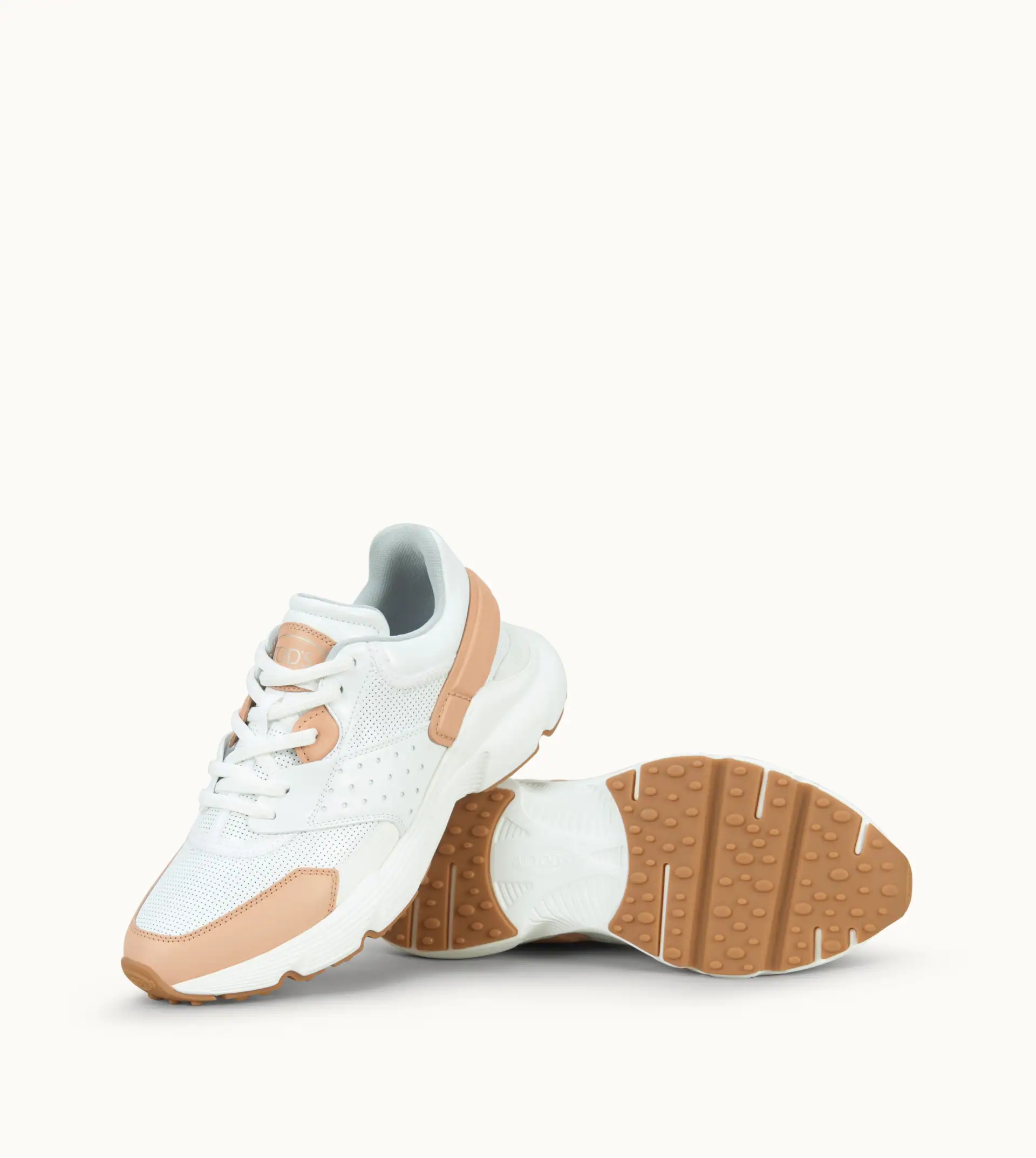 SNEAKERS IN LEATHER AND HIGH-TECH FABRIC - BLUE, WHITE - 5