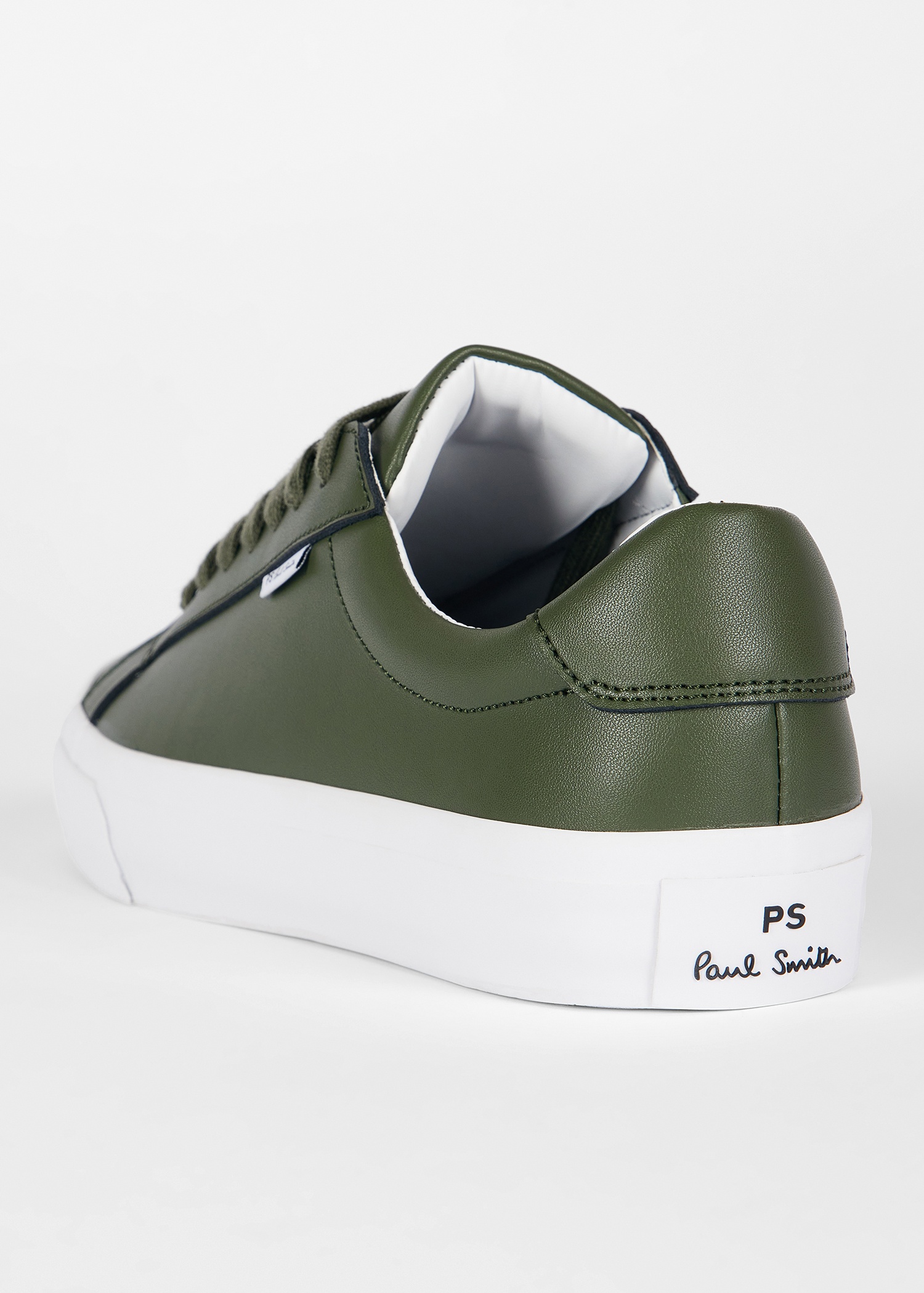 Khaki Coated Leather 'Amos' Trainers - 3