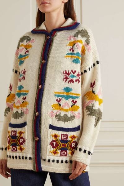 Etro Onewave jacquard-knit wool-blend cardigan outlook