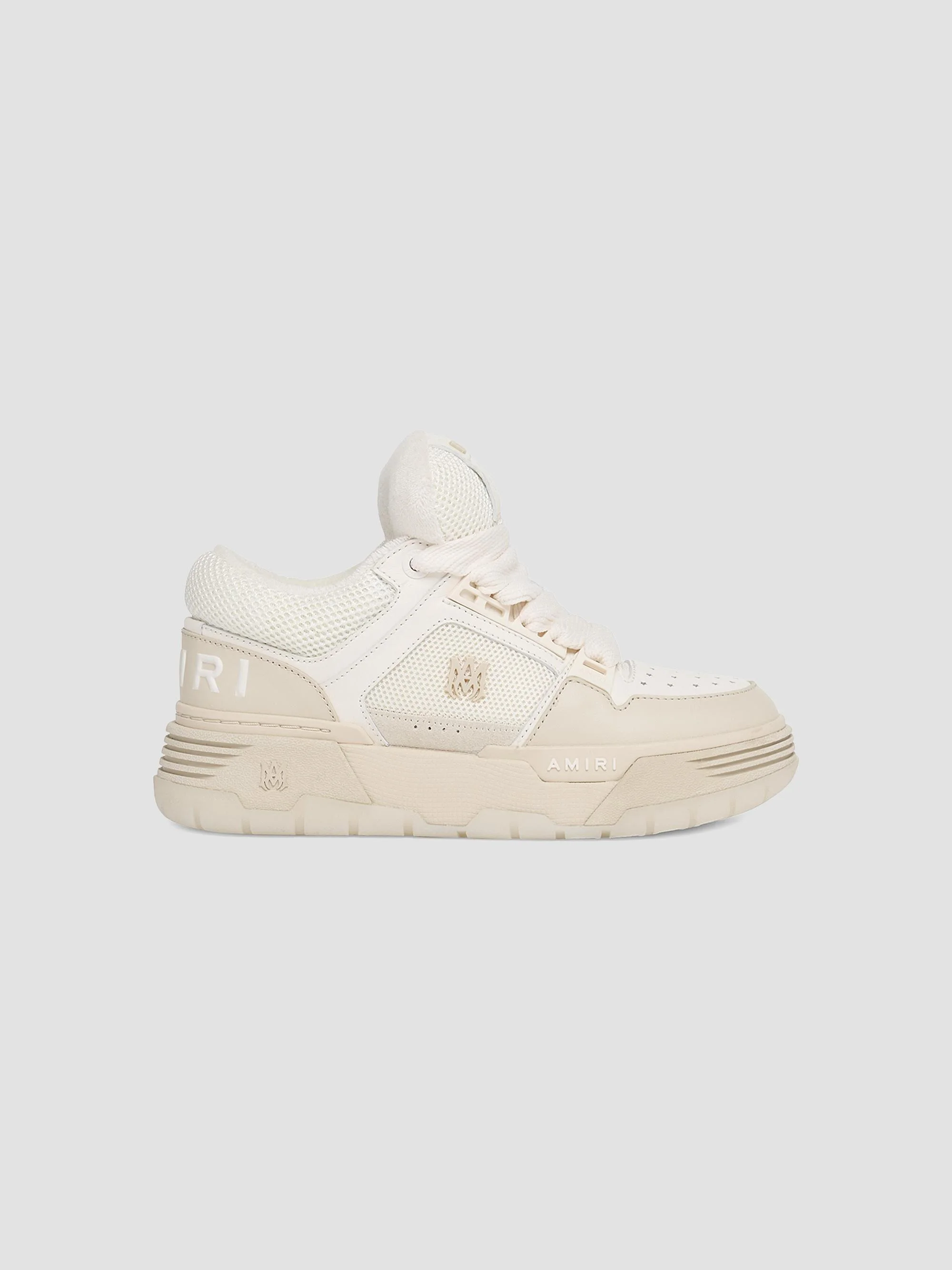 Women's MA-1 Mesh & Leather Chunky Sneakers - Light Beige - 1