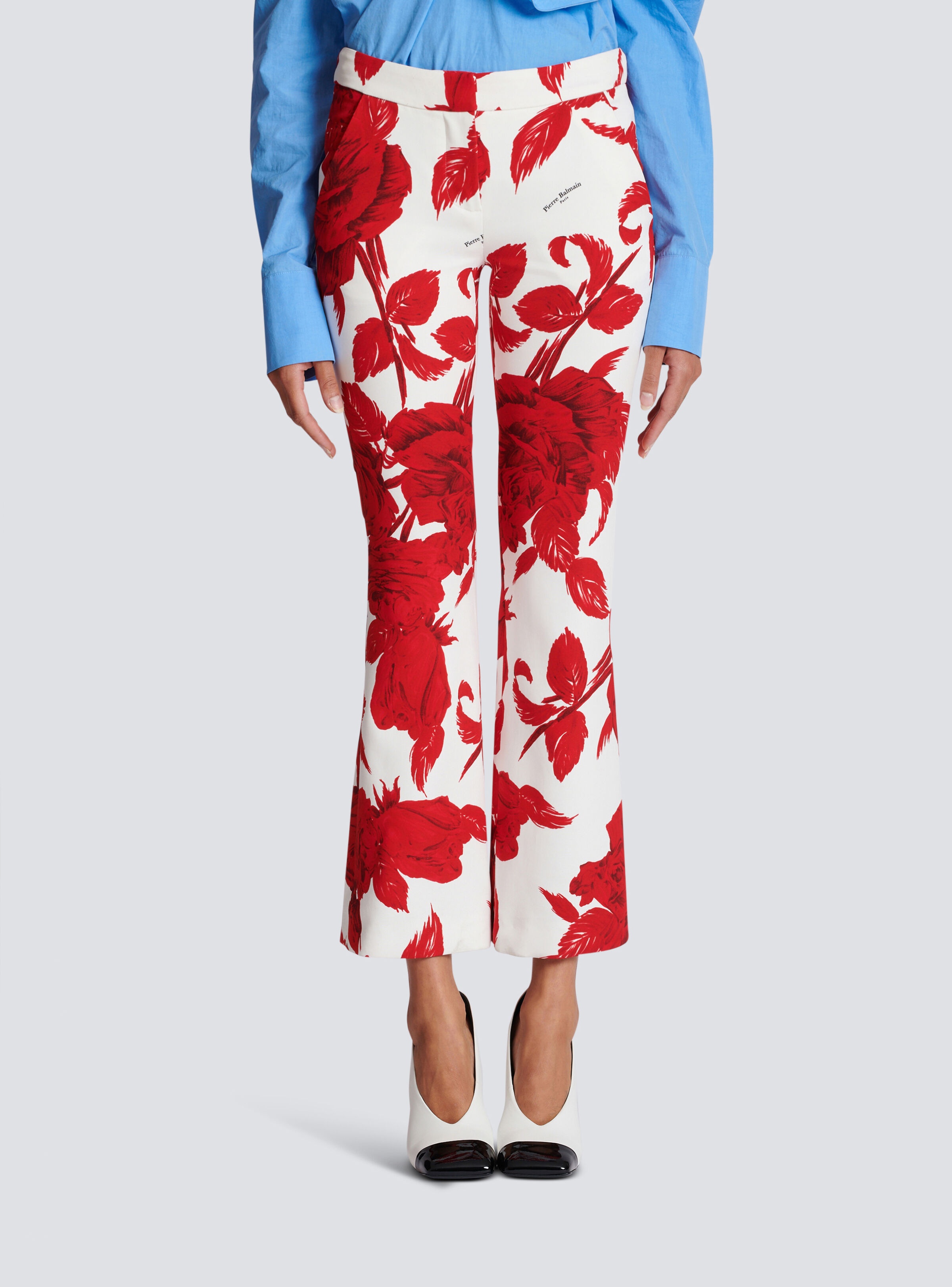 Crepe trousers with Roses print - 5