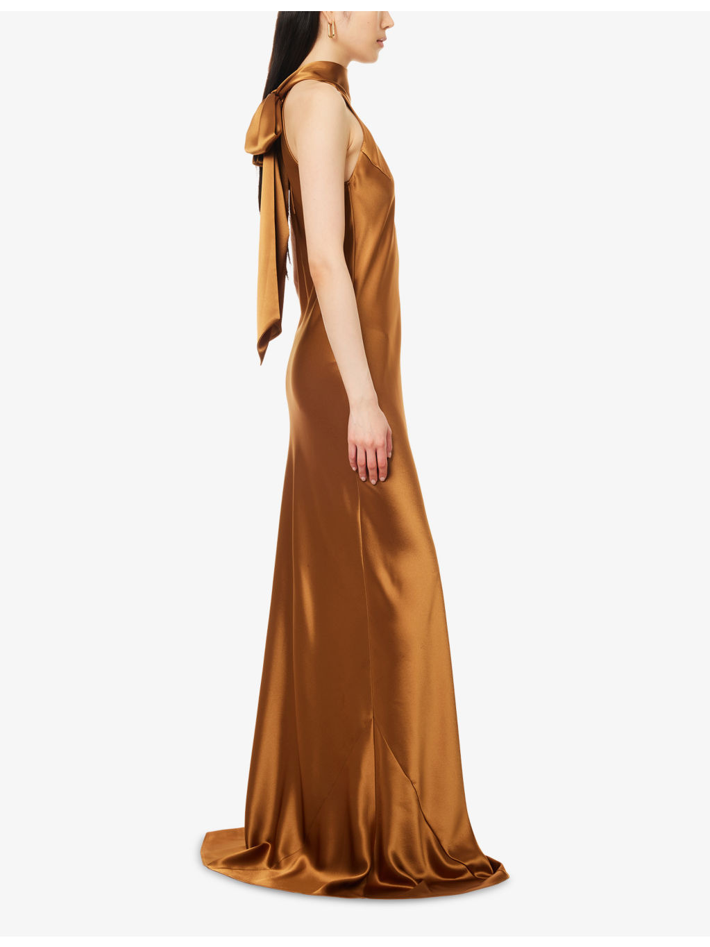 Sienna Sash-Tie Sleeveless Satin Gown - 3