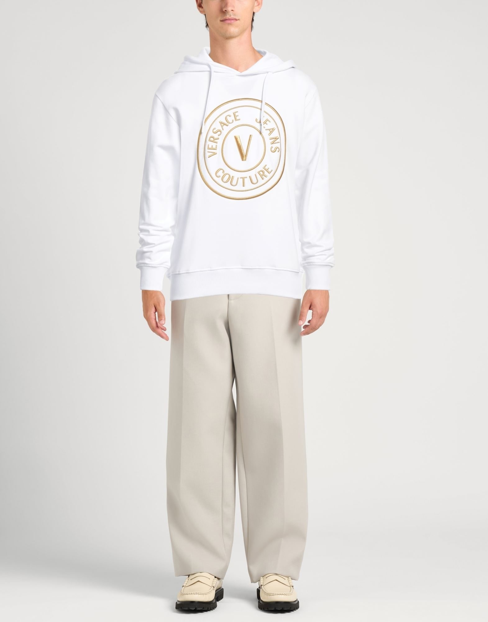 White Men's Hooded Sweatshirt - 2