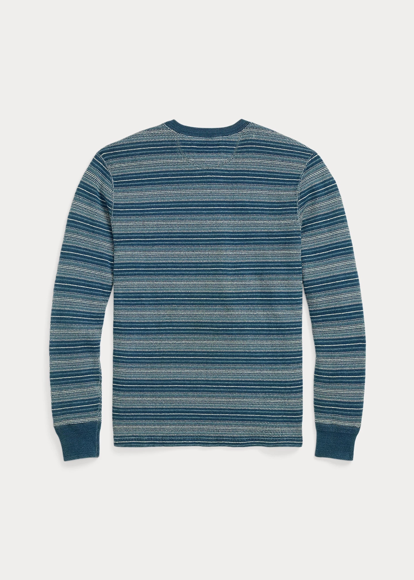 Indigo Striped Jacquard Henley Shirt - 2
