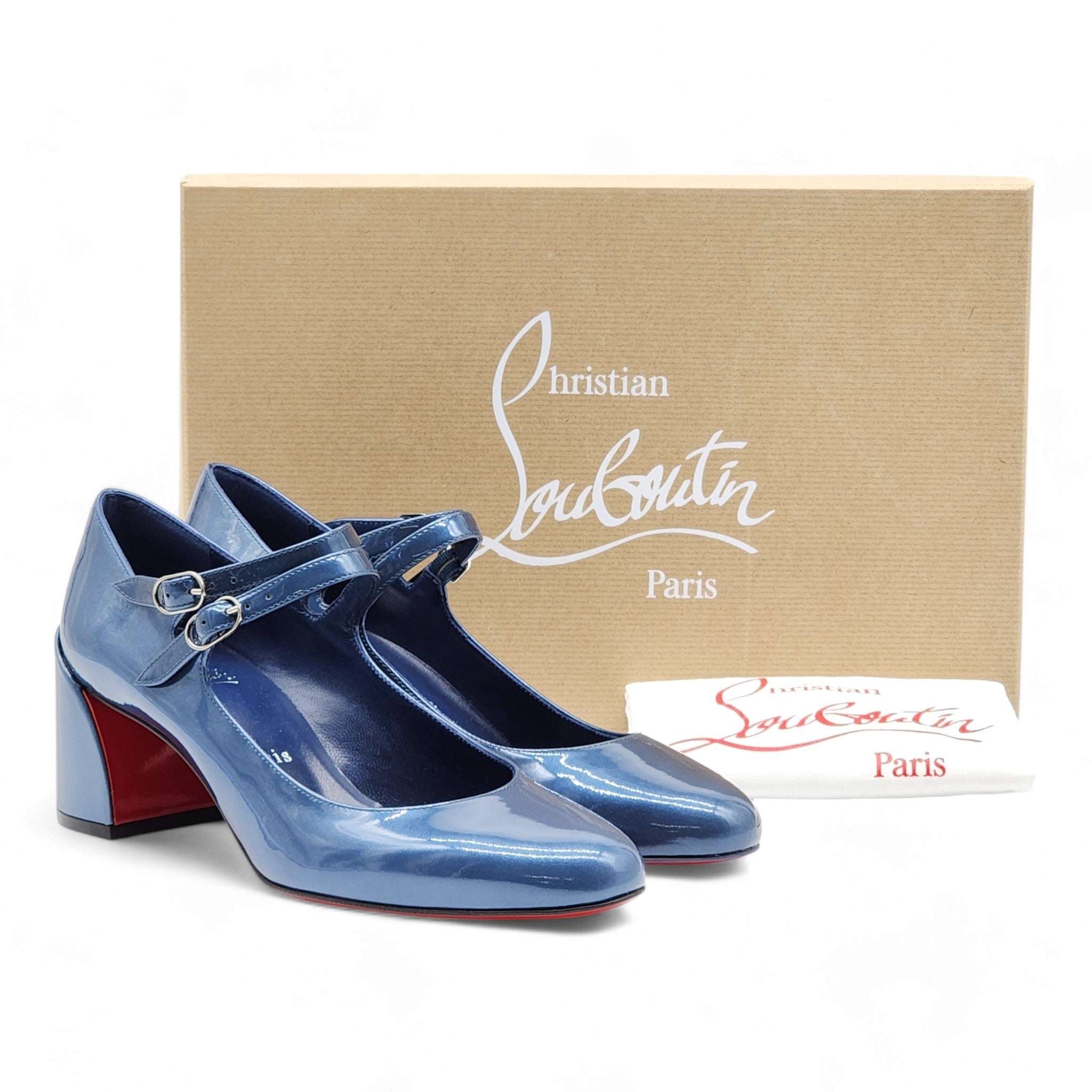 Christian Louboutin Miss Jane Pumps 55mm - Leather - Blue - 37 - 9