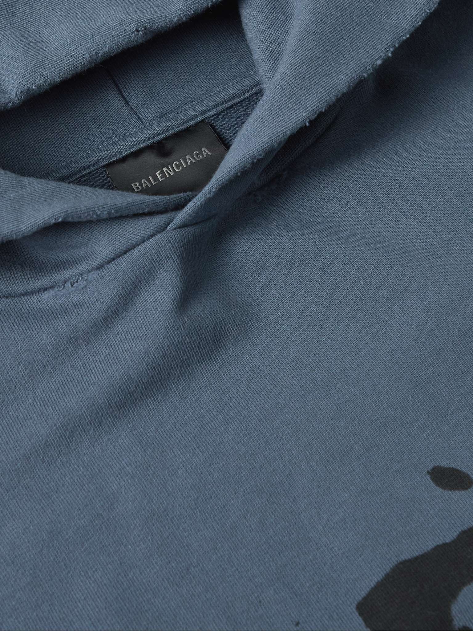 Oversized Distressed Logo-Print Cotton Hoodie - 5