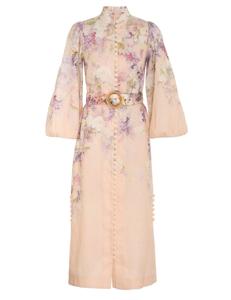 knee length dresses for ladies Zimmermann Luminosity Buttoned Midi Dress main image 1
