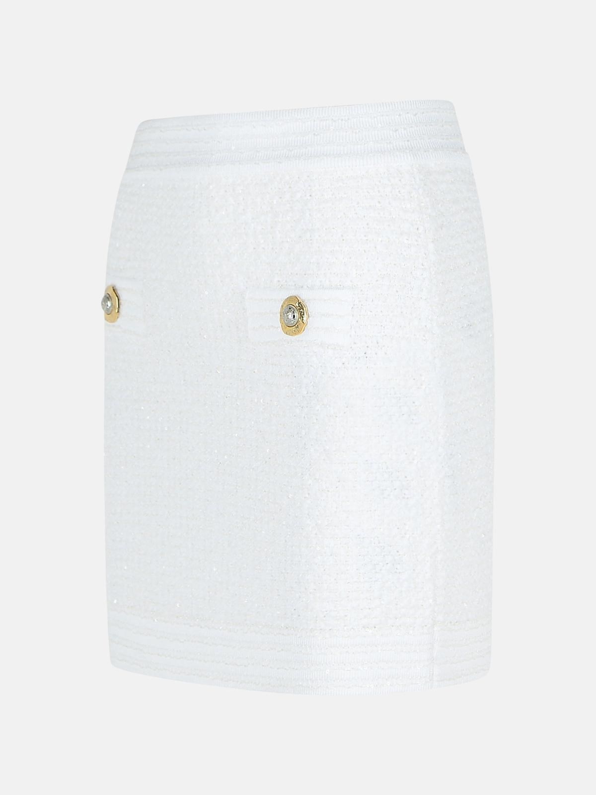 WHITE COTTON BLEND MINISKIRT - 2