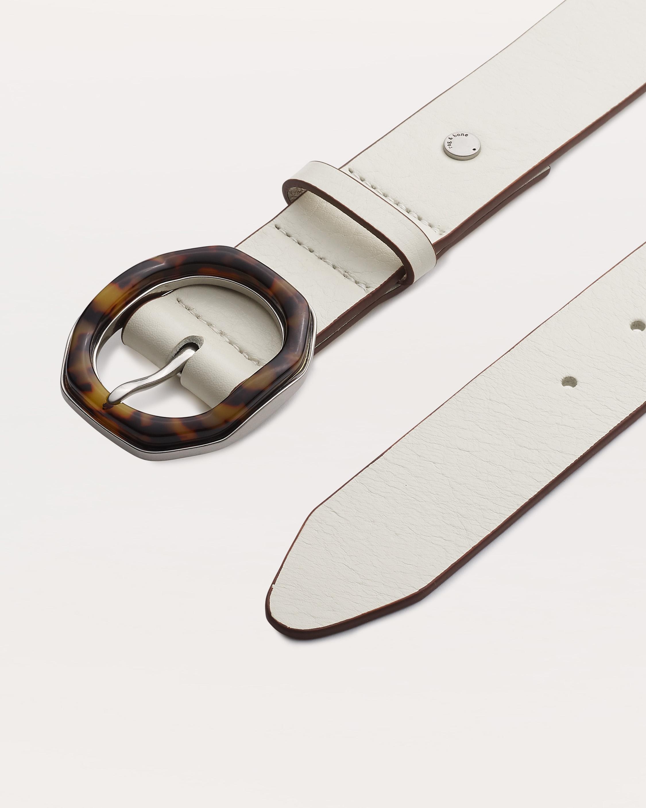 Audrey Tortoiseshell-Buckle Leather Belt - 3