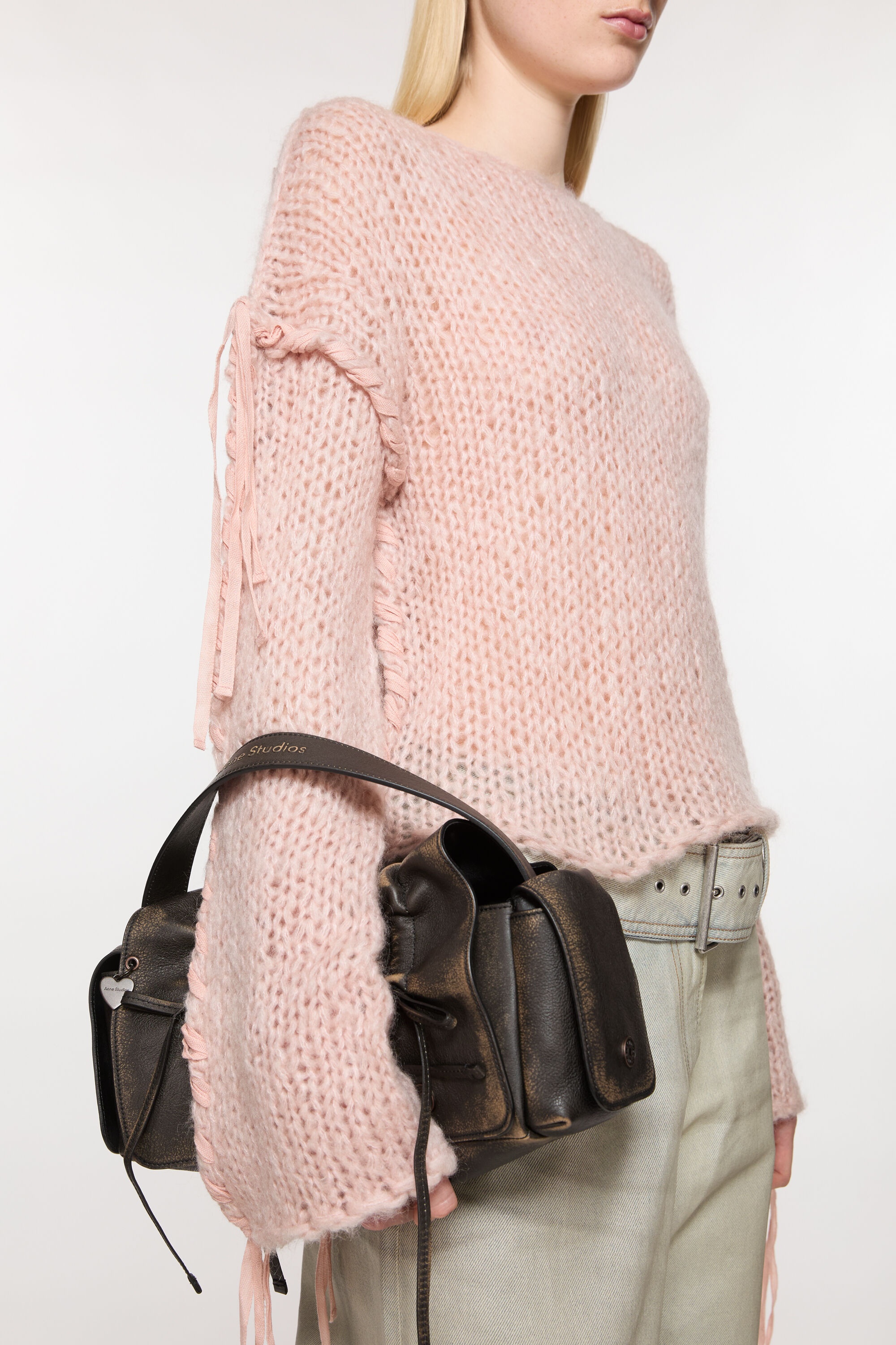 Lacing knit jumper - Light pink - 4