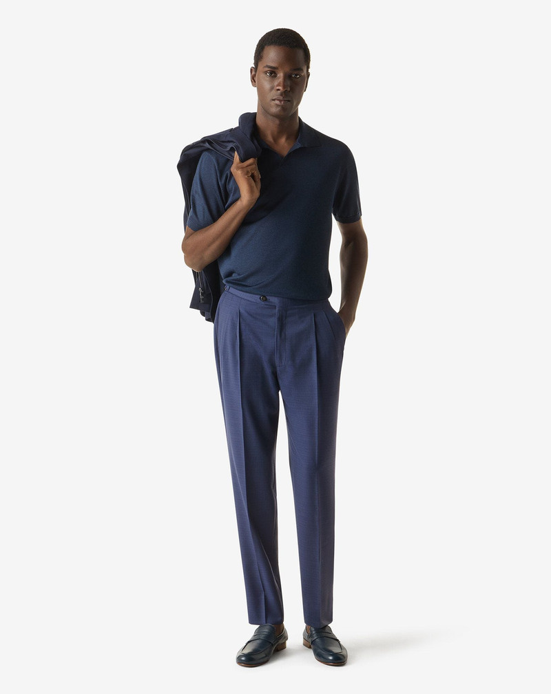 CORNELIANI Blue 2-pleat pure 120´s wool trousers outlook