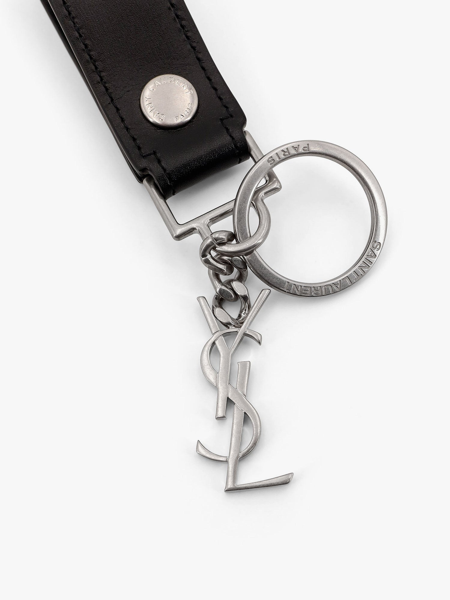 Saint Laurent Cassandre Leather Key Ring - 3