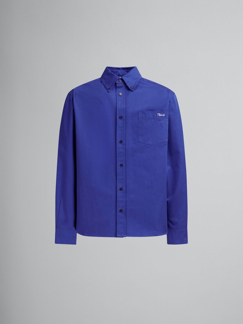 BLUE ORGANIC GABARDINE SHIRT WITH MARNI MENDING PATCH - 1