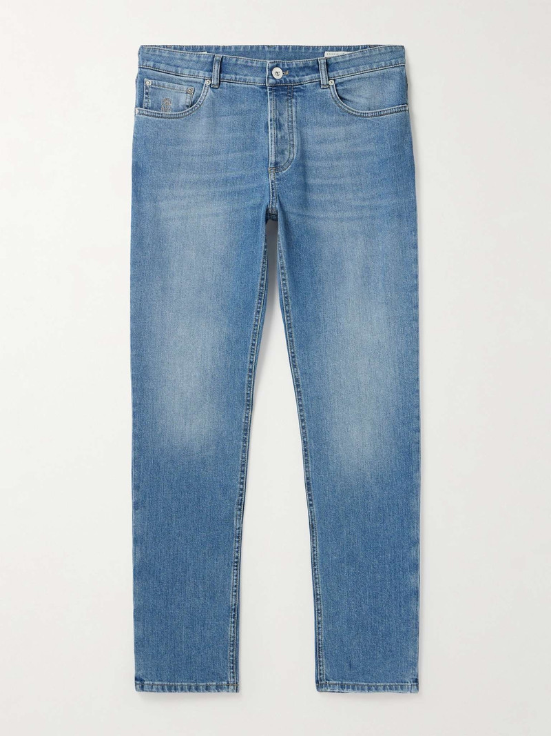 Slim-Fit Straight-Leg Logo-Embroidered Jeans - 1