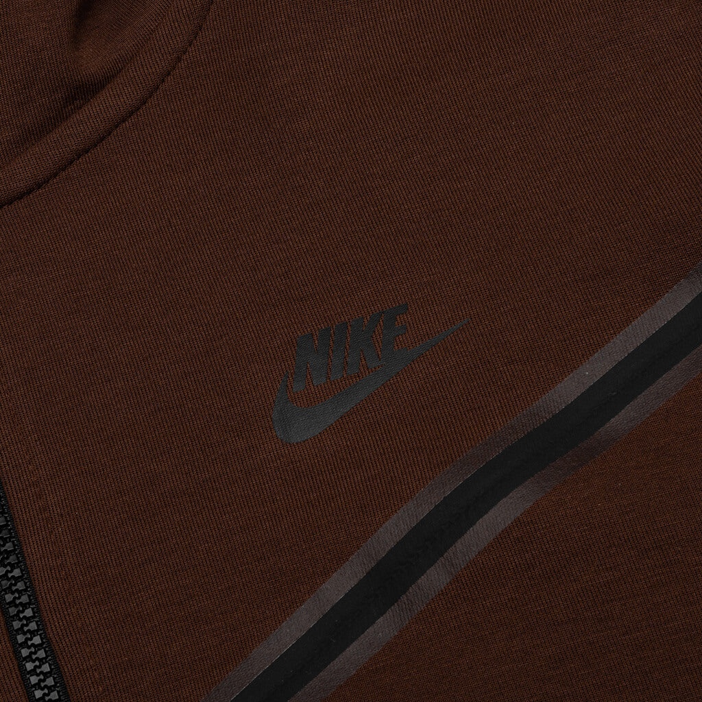 NIKE SPORTSWEAR TECH FLEECE FULL ZIP UP HOODIE - CACAO WOW/BLACK - 3