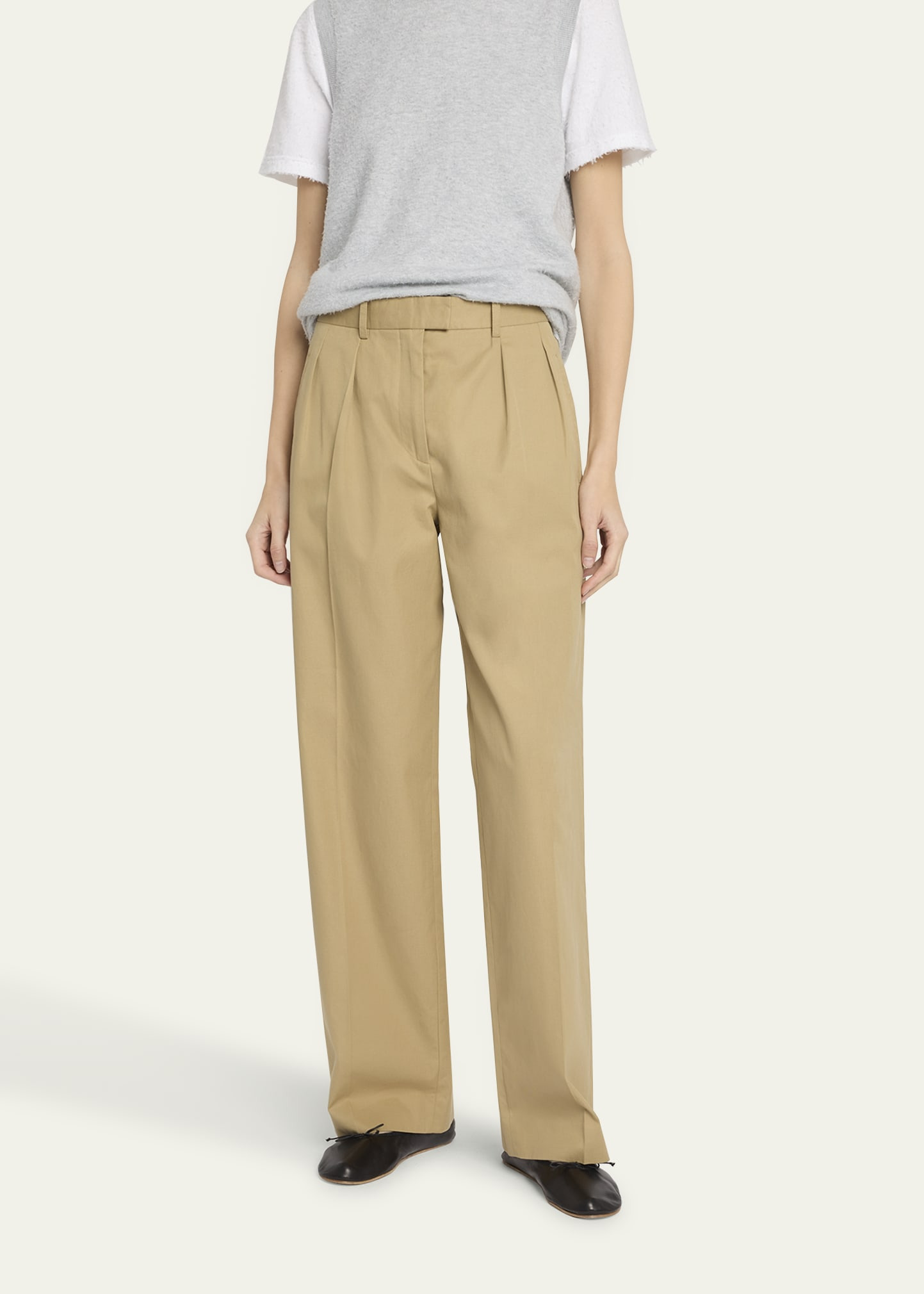 Alfidis Pleated Straight-Leg Cotton-Cashmere Pants - 4