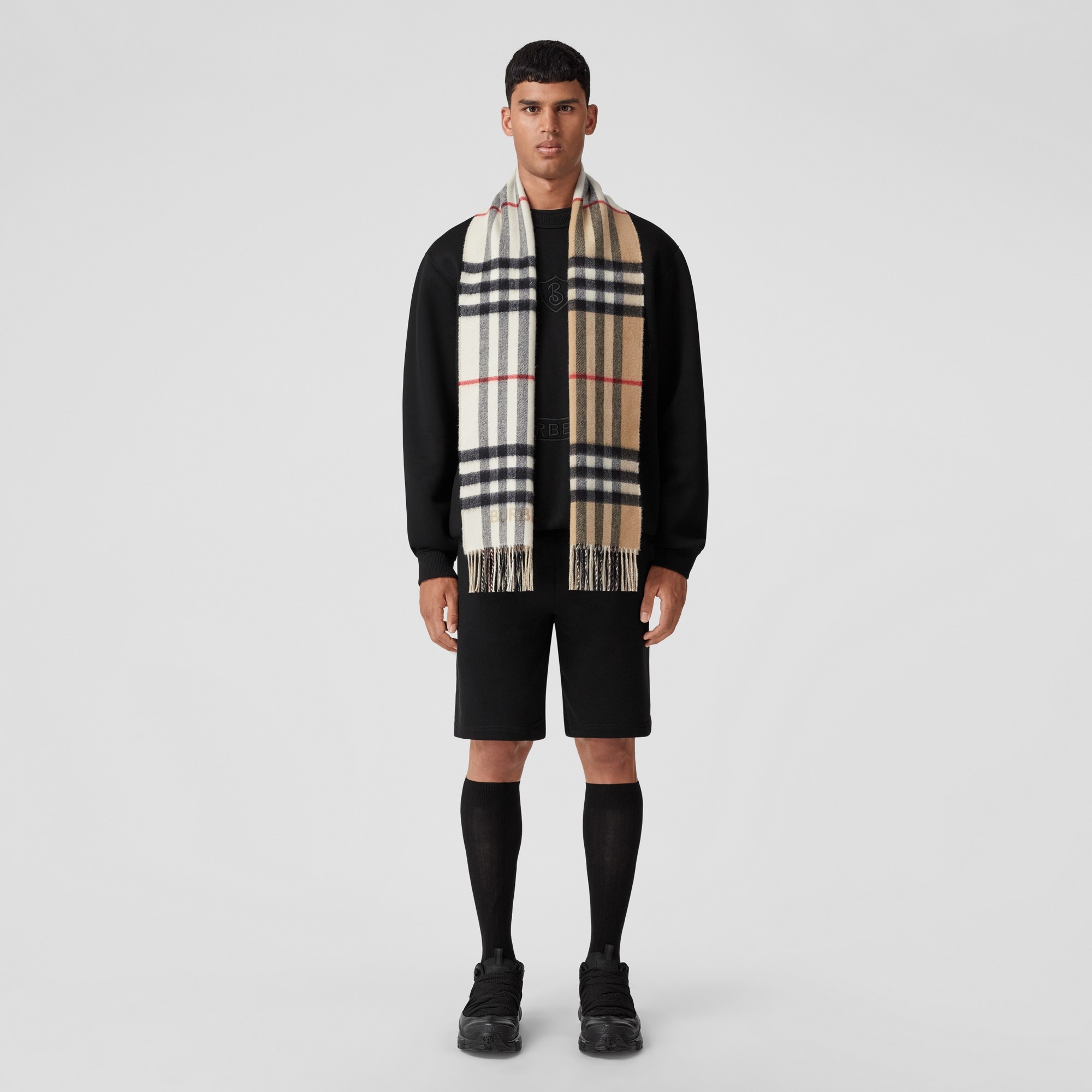 Contrast Check Cashmere Scarf - 5