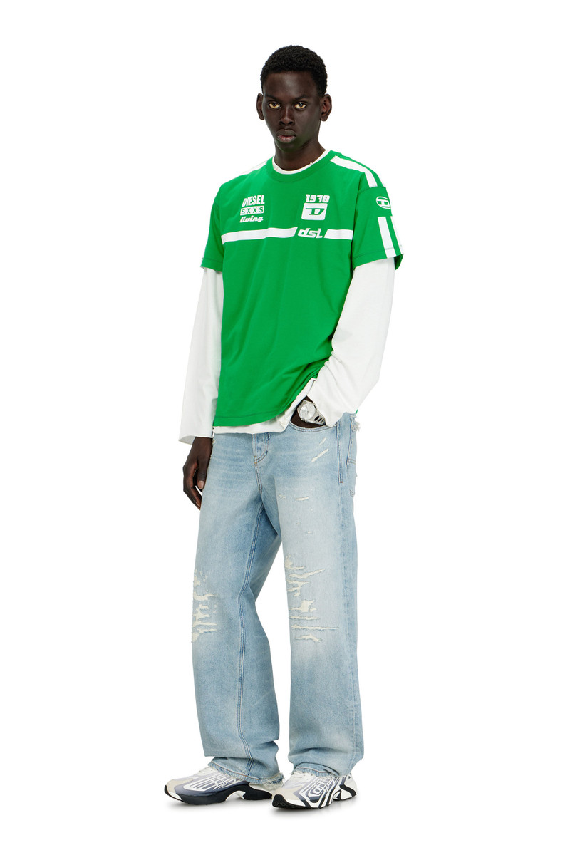 COTTON T-SHIRT WITH CONTRAST GRAPHIC PRINTS 1