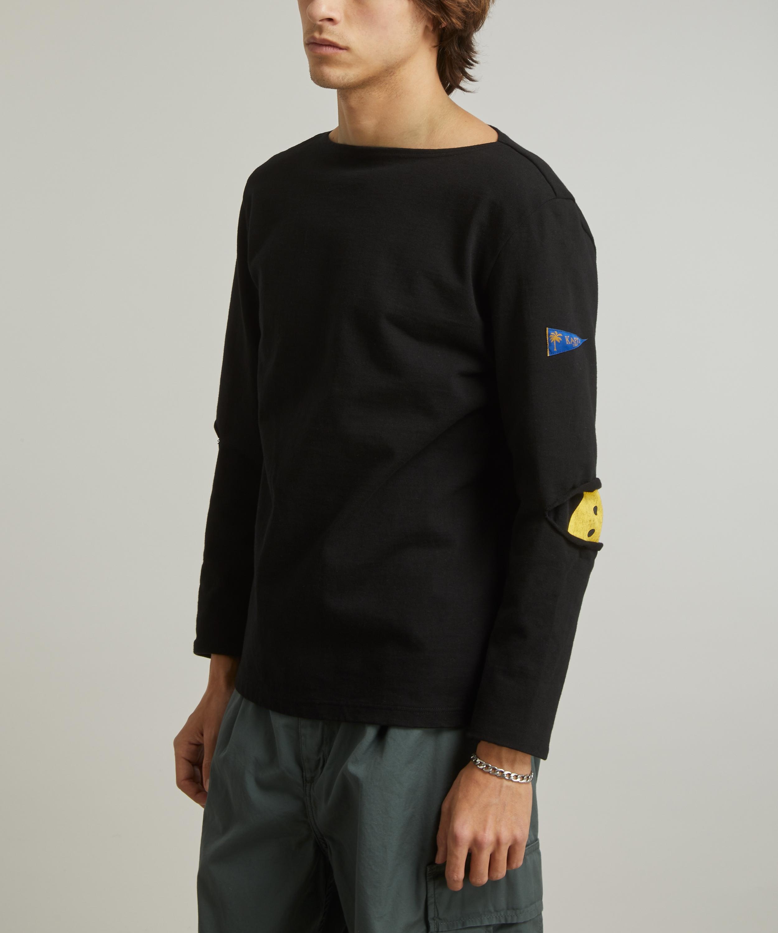 Elbow-Ripped Boatneck Long Sleeve T-Shirt - 3